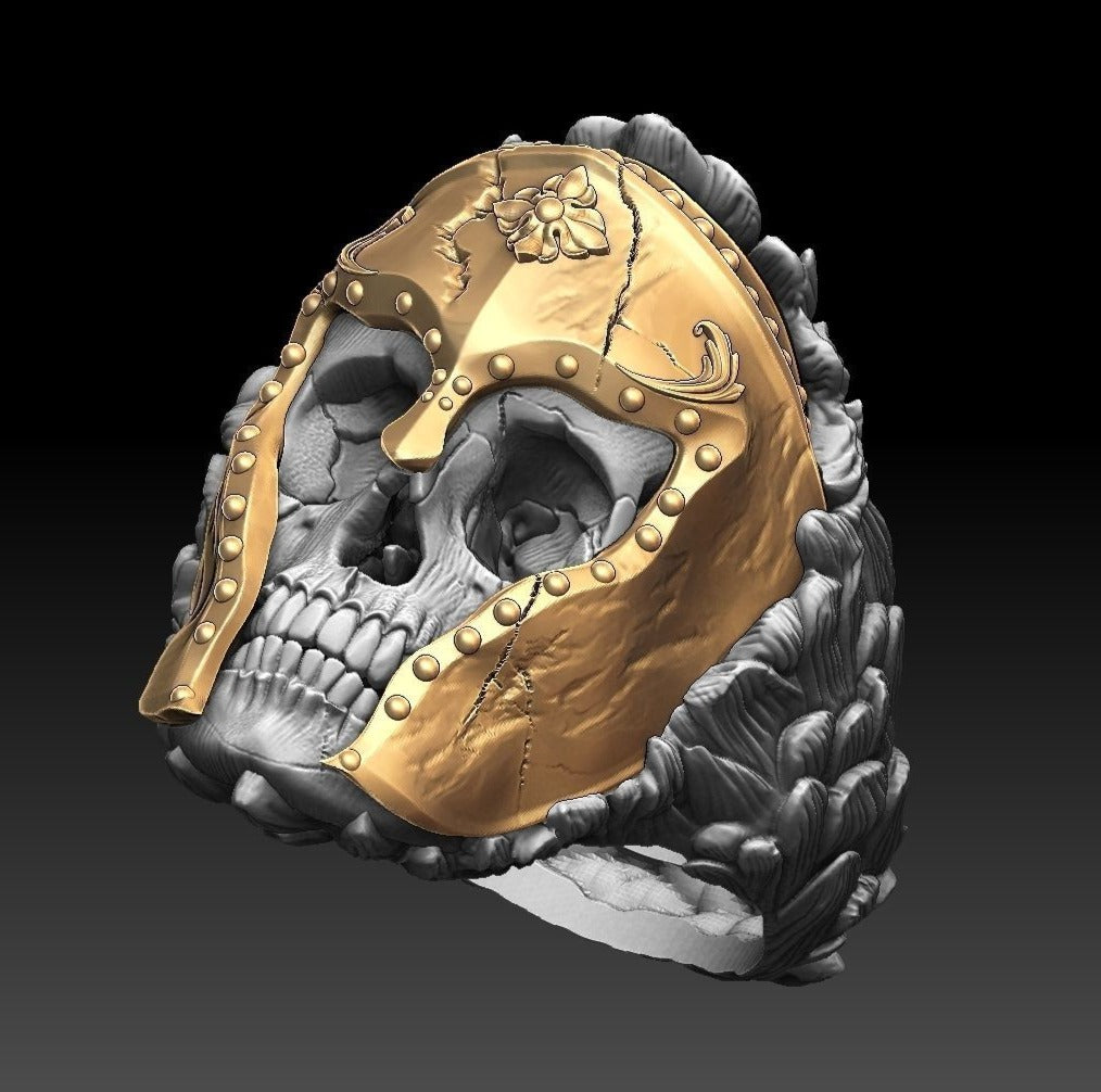 Zyan Gems | Unique Designed Warrior Skull Ring |  Sterling Silver Oxidized Ring