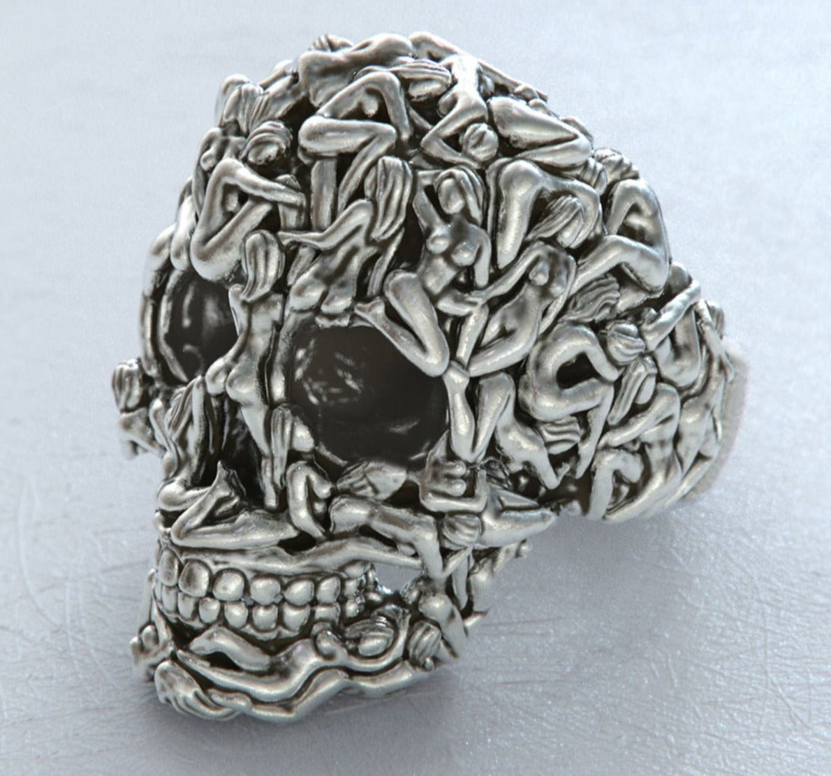 Zyan Gems | Unique Designed Women's Body Skull Ring |  Sterling Silver Oxidized Ring
