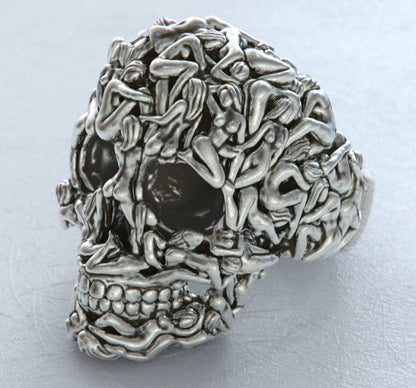 Zyan Gems | Unique Designed Women's Body Skull Ring |  Sterling Silver Oxidized Ring