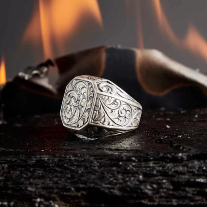 Zyan Gems | Exclusive Hand Engraved Ring for Men, Oxidized Sterling Silver  Ring | Jewellery for Men