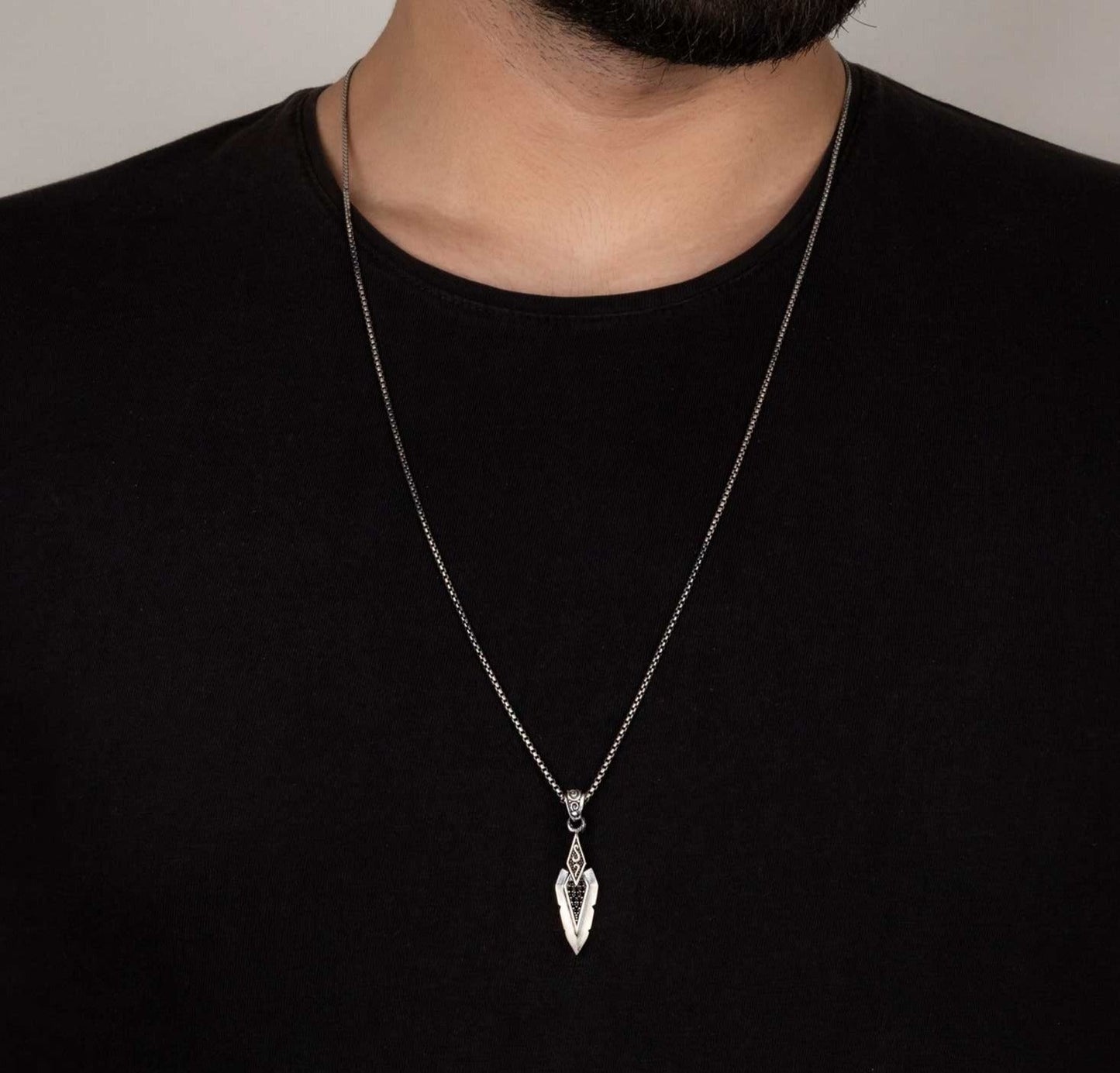Zyan Gems | Unique Designed Sword Blade Pendant for Men |  Sterling Silver Oxidized Pendant