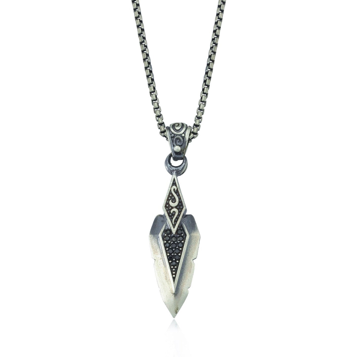 Zyan Gems | Unique Designed Sword Blade Pendant for Men |  Sterling Silver Oxidized Pendant