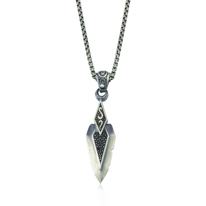 Zyan Gems | Unique Designed Sword Blade Pendant for Men |  Sterling Silver Oxidized Pendant