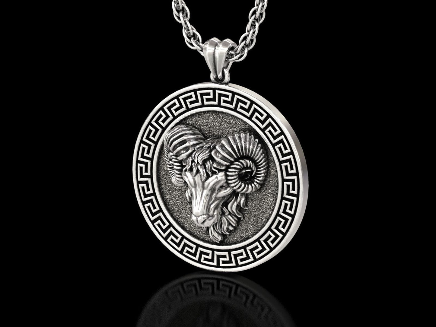 Zyan Gems | Unique Designed Pendant for Aries Zodiac for Men |  Sterling Silver Oxidized Pendant