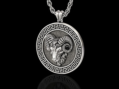 Zyan Gems | Unique Designed Pendant for Aries Zodiac for Men |  Sterling Silver Oxidized Pendant