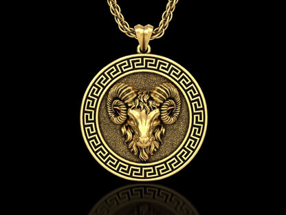 Zyan Gems | Unique Designed Pendant for Aries Zodiac for Men |  Sterling Silver Oxidized Pendant