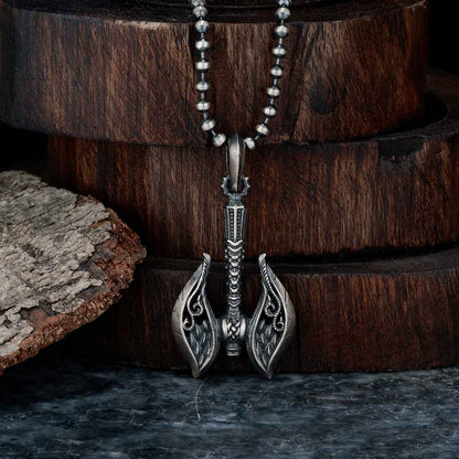 Zyan Gems | Unique Viking War Axe Designed Pendant for Men |  Sterling Silver Oxidized Pendant