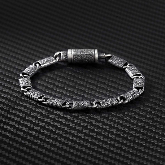 Zyan Gems | Unique Hand Engraved Vintage Oxidized Bracelet |  Sterling Silver Bracelet