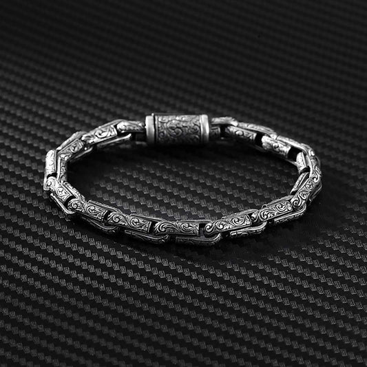 Zyan Gems | Unique Hand Engraved Vintage Oxidized Bracelet |  Sterling Silver Bracelet